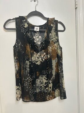 CAbi Sleeveless Printed V-Neck Blouse in Black and Brown. Never worn!!!